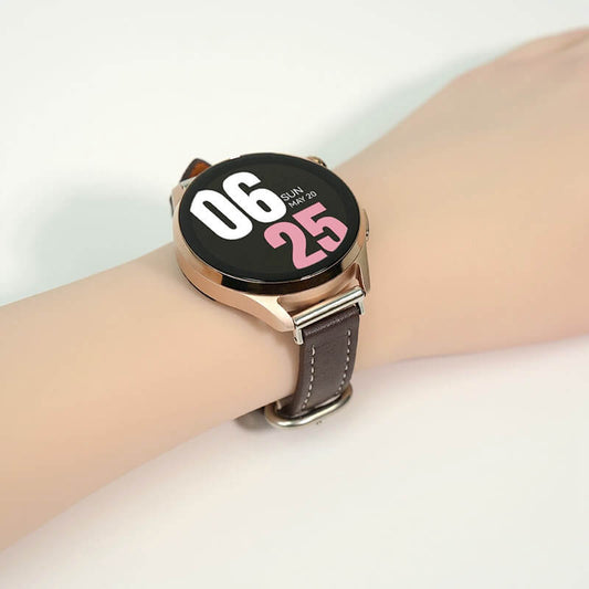 Dark Brown & Off-White Apple Buckle Leather Watch Strap