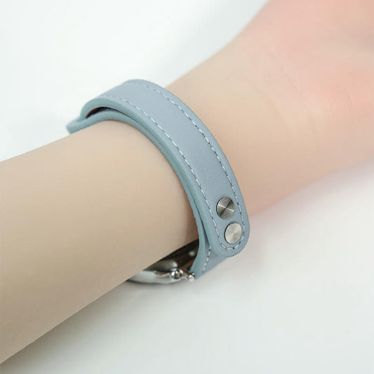 Haze blue double-stud leather strap