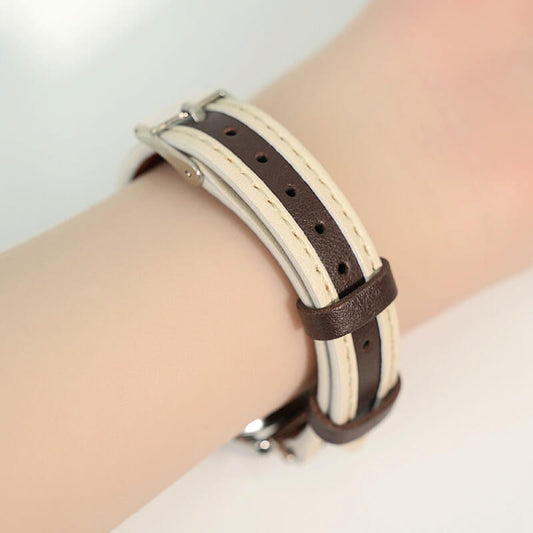 Light Apricot & Dark Brown Leather Watch Strap