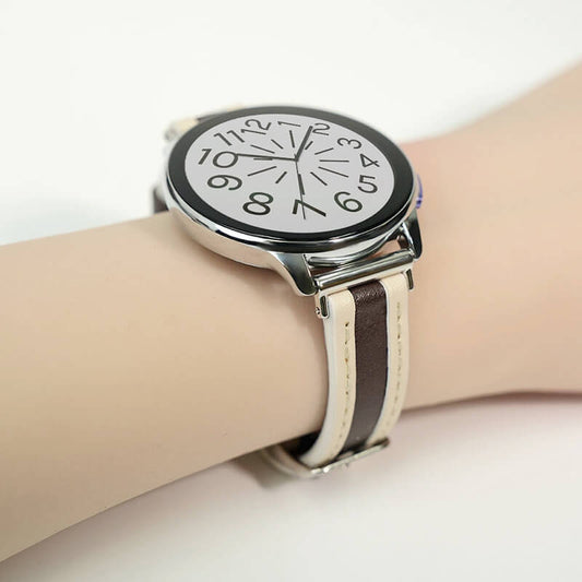 Light Apricot & Dark Brown Leather Watch Strap